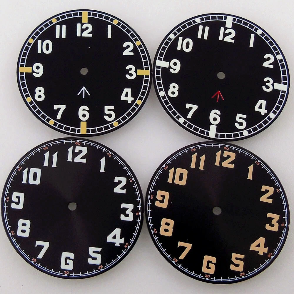 33.5mm Black Dial Luminous Fit Pilot Style NH35 NH36 2824 8215