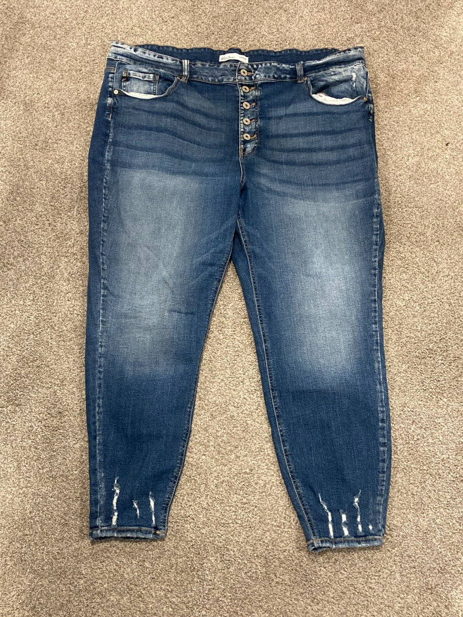 KanCan Jeans Size 24 Womens Button Fly Blue Denim Distressed