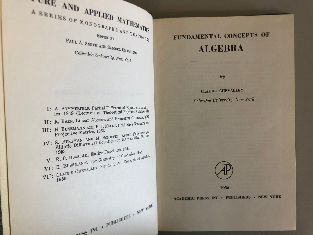 Libro Matematica Claude Chevalley Fundamental concepts of algebra