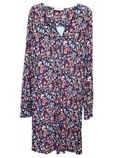 Tory Burch Rayon Floral Long Sleeve Midi Shift Dress Size Medium