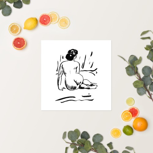 Vintage Nude Figure Illustration Fine Art Black and White Chic Classic Print - Picture 10 of 14
