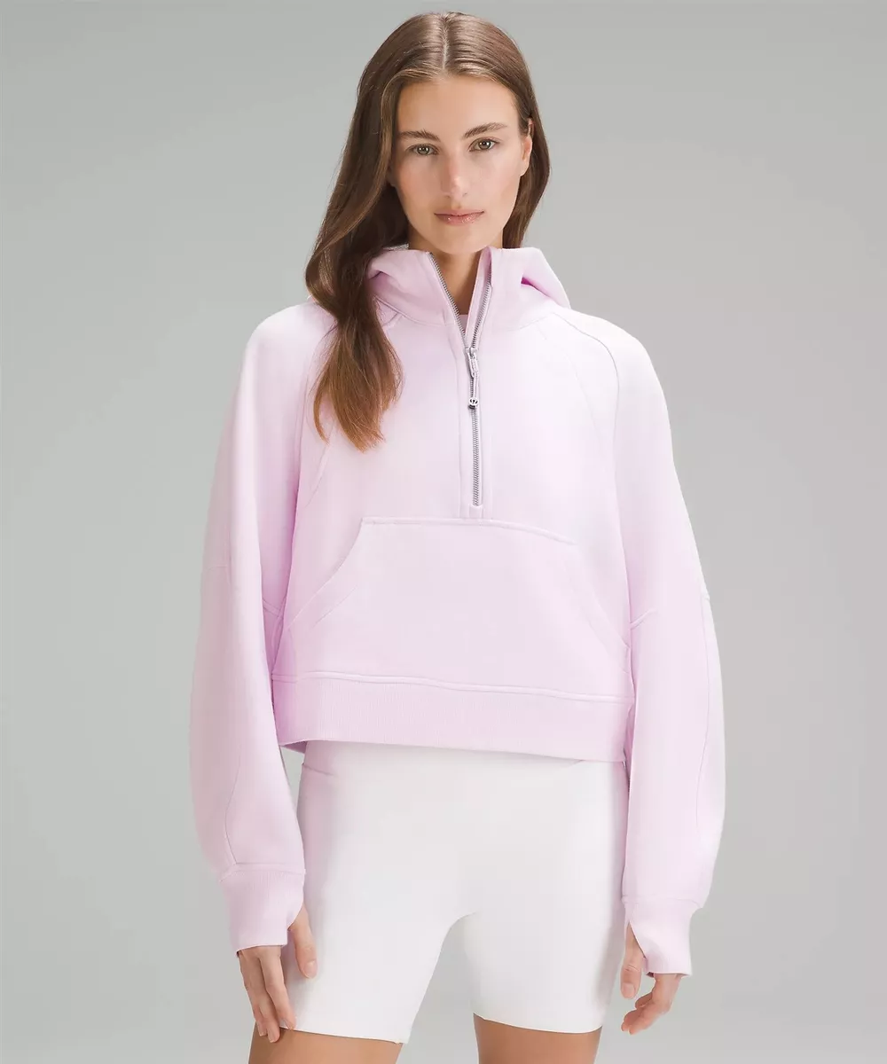 Soft Pink Scuba Oversized Half-Zip Hoodie – Aesthetic Built