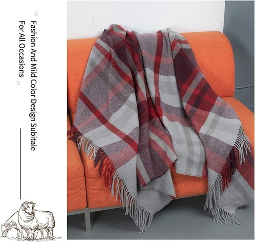 Farridoro Wolldecke Decke Fransen 51 cm mit 67 cm Wolle Deko - Bild 8 von 9