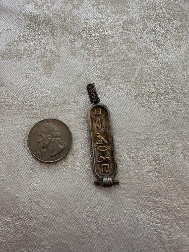 Vintage Sterling Silver Egyptian Hieroglyphics Symbols Tablet Pendant Charm - Picture 3 of 11