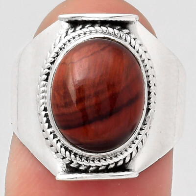 Natural Red Tiger Eye 925 Sterling Silver Ring s.7 Jewelry R-1397