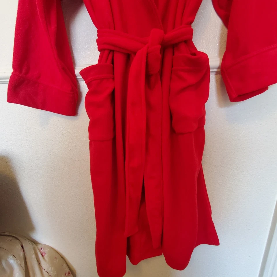 Josie Red Bathrobe with Pockets and attached Belt Women's Size Large - Image 3 of 4