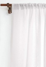 100 Linen Curtain 52 x 96 Inch White Lightweight Rod Pocket Curtain