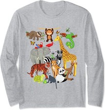 Zoo Animals Wildlife Birthday Party Zoo Day Animals Long Sleeve Tshirt