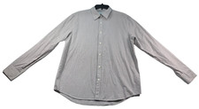 Calvin Klein Button Down Shirt Mens size Medium Gray White Red Striped Stretch