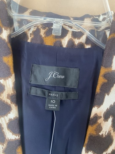 Neu J Crew "Parke" Leinenmischung Blazer Leopardenmuster Größe 10 - Bild 7 von 10