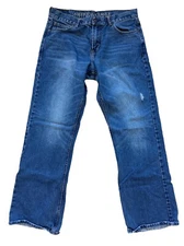 American Eagle Boot Cut Jeans Mens 36x33 Stretch Distressed Denim Med Blue