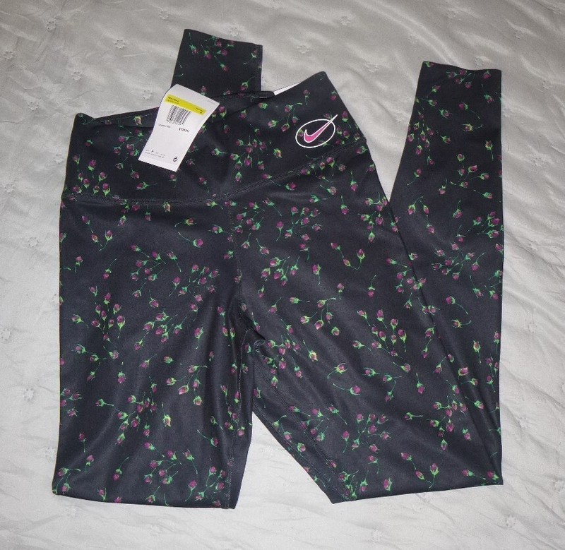 Nike One Luxe Dri-Fit Black Floral Print Training/Yoga Pants-Sz Small-NWT-$105