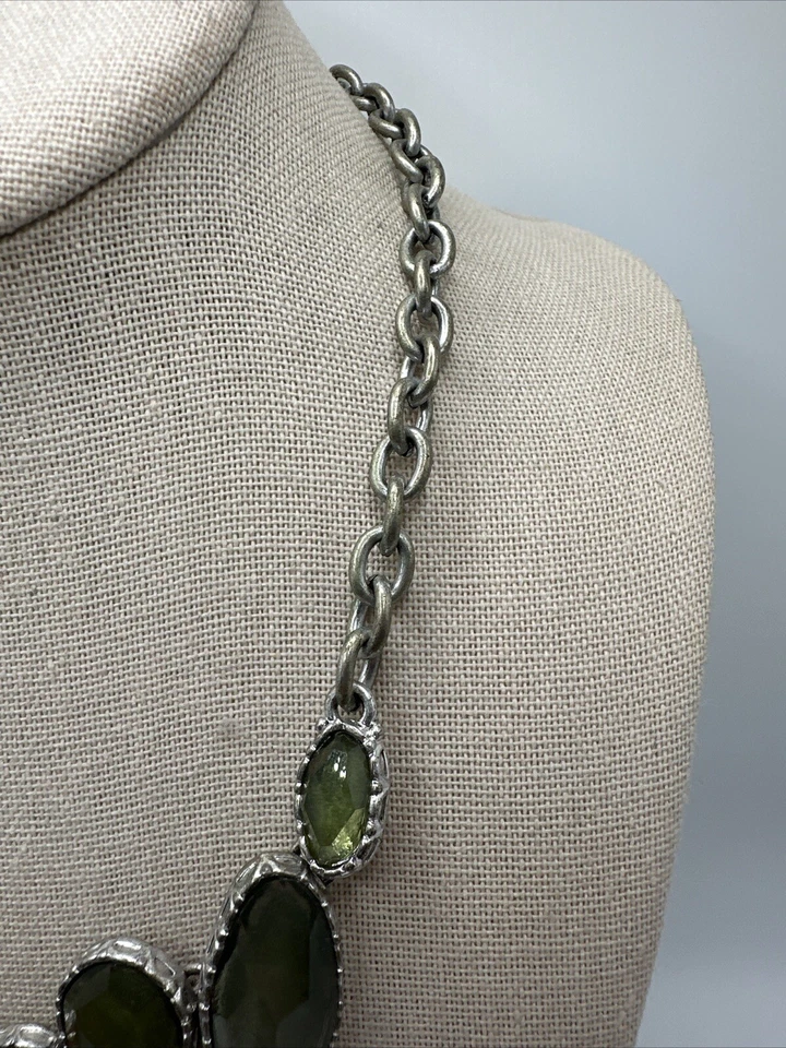 Collar reversible plata Lucky Brand piedras verdes transparentes araña 18" Foto 4 de 4