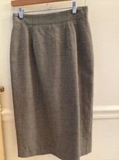 VTG UNGARO Wool Houndstooth Print DECORATIVE BOW PENCIL MIDI SKIRT SZ 44/10
