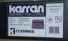 Karran USA CCV500GG Cinox 15-3/4" Square Stainless Steel Vessel - Gunmetal Grey