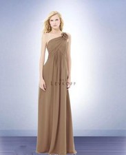 Bill Levkoff Bridesmaid Dress 490 Prom Wedding Long Gown One Shoulder Beige NEW