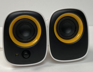 yellow computer speakers
