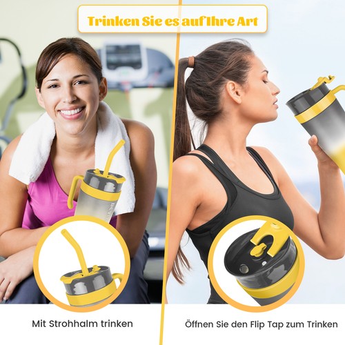 Wasserflasche Mit Strohhalm Sportflasche Auslaufsicher BPA-FREI,Gym,Fitness DE - Bild 5 von 13