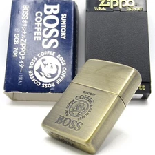 Suntory Boss Coffee Solid Brass Zippo Oil Lighter 1995 MIB Rare