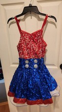 Weissman Costumes Dance Dress Red White Blue Sparkles Size XLC