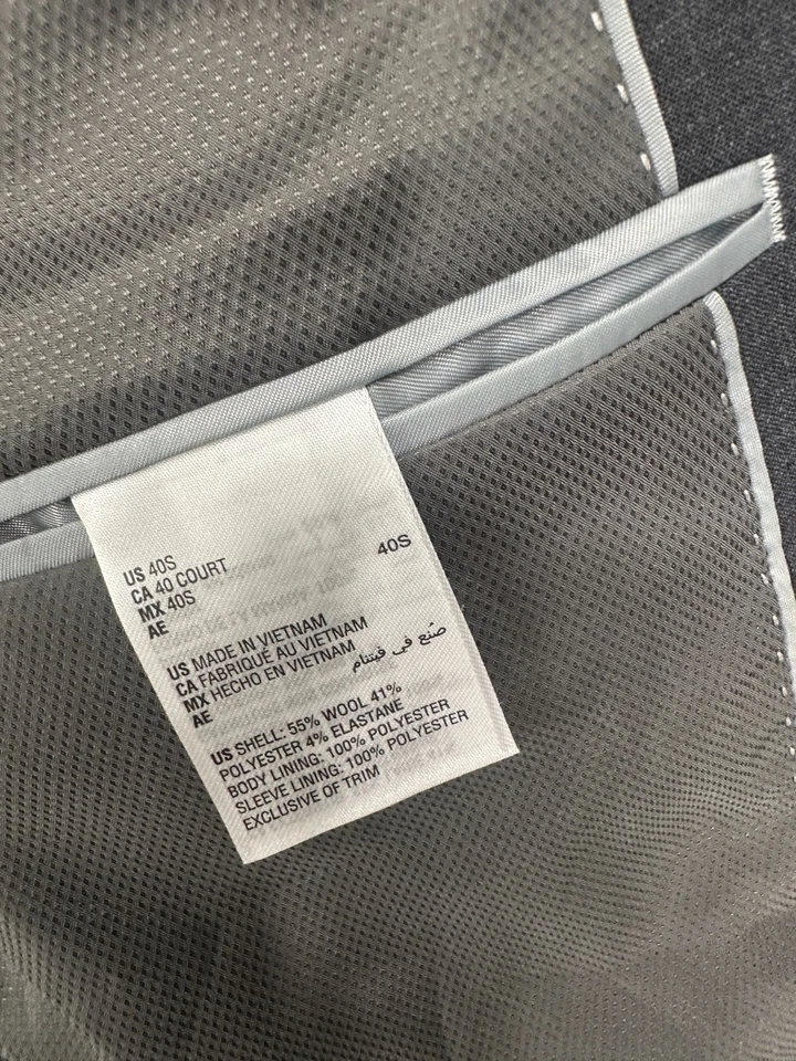 Traje BAR III Para Hombre Talla 40S 33x32 Carbón Sólido Calce Ajustado Elástico 2 Piezas ¡DEFECTOS! Foto 4 de 4