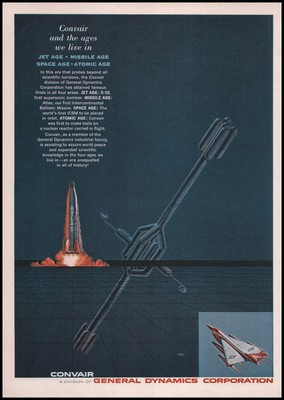 1959 Convair General Dynamics Jet Missile Space Atomic Age Missile Art Print Ad