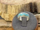 Vintage Native Navajo Sterling Silver Inlay Turquoise Band Size 4.5--1351.26