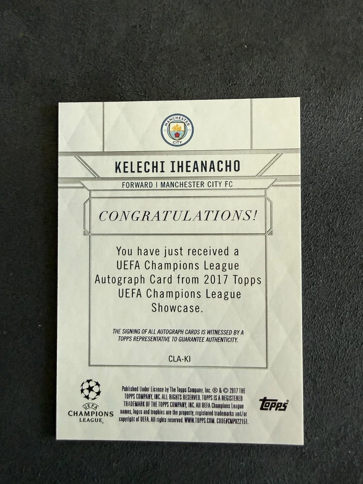 2016-17 Topps UCL Showcase - CL Autographs Kelechi Iheanacho #CLA-KI  - Image 2 of 2