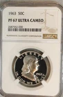 1963 NGC PR67 ULTRA CAMEO FRANKLIN HALF NICE SUPERB GEM PROOF SILVER 50C Coin!