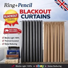 THERMAL BLACKOUT CURTAINS READY MADE EYELET RING TOP OR PENCIL PLEAT +2 TIE BACK