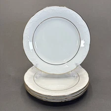 Mitterteich Bavaria Salad Plate 7 1/2" Set of 4 Gold Trim Verge Embossed Scrolls