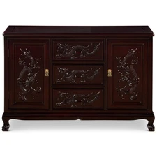 US SELLER - Dark Mahogany Imperial Dragon Motif Rosewood Chinese Cabinet