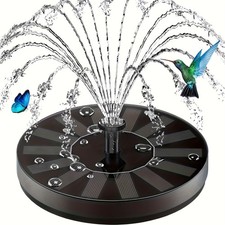 Solar Fountain, Solar Powered Water Fountain with 6 Nozzles for Bird Bath Garden