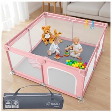 Pink Baby Play Yard - Breathable Mesh Playpen, 50 x 50 x 27 in, Travel Friendly