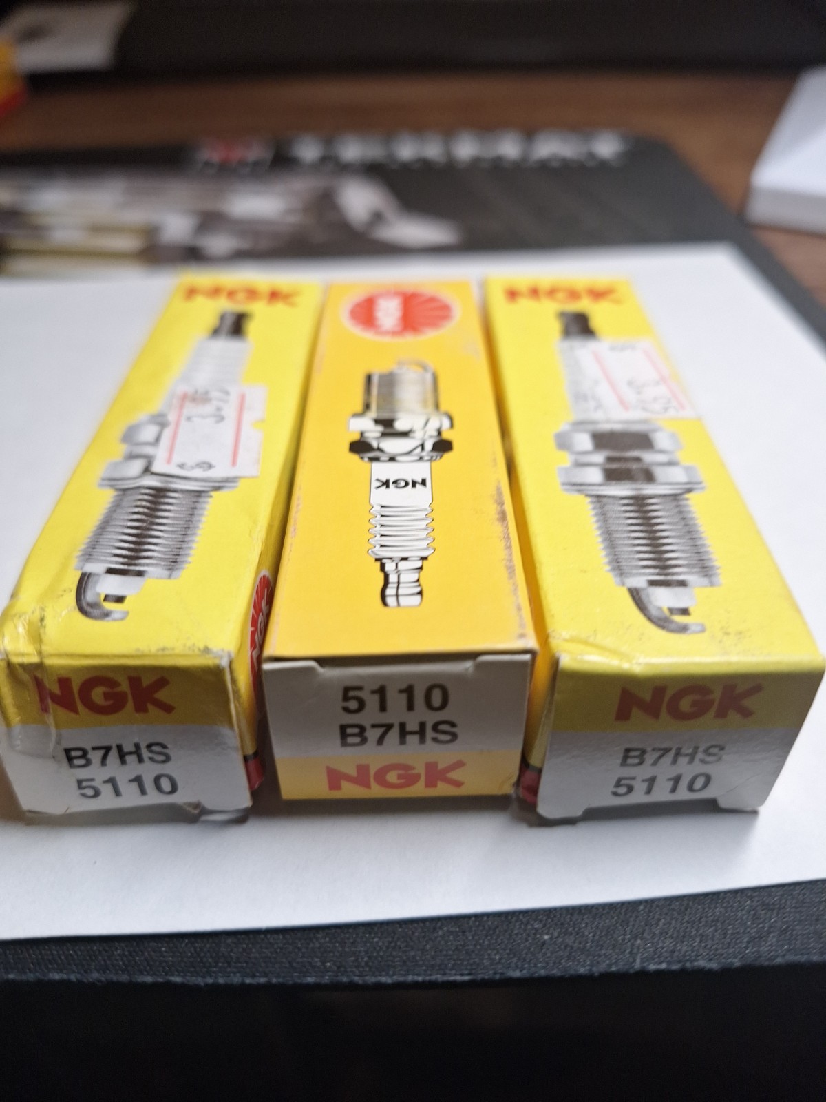 Pack Of 3 Genuine NGK 5110 B7HS Nickel Spark Plugs.  Marine, Motorcycles