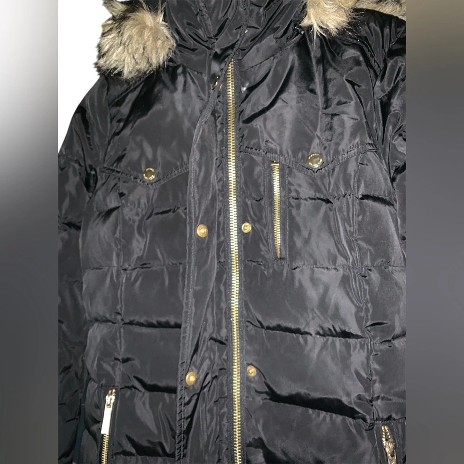 Cappotto piumino Michael Michael Kors donna pelliccia sintetica orlo XS