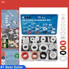 70 Pcs Plumbing Silicone Gasket Assortment Washers Kit 6 Sizes White High