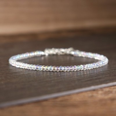 White Opal Stone Dainty Bracelet Healing Crystal Bracelet Minimalist