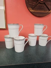 christopher stuart china set of 6 mugs white gold and black