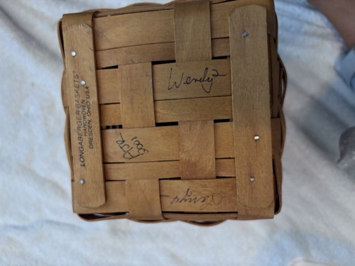 Longaberger 2001 Large Spoon Basket With Liners And Protector W/ Signatures - 第 3/9 張圖片