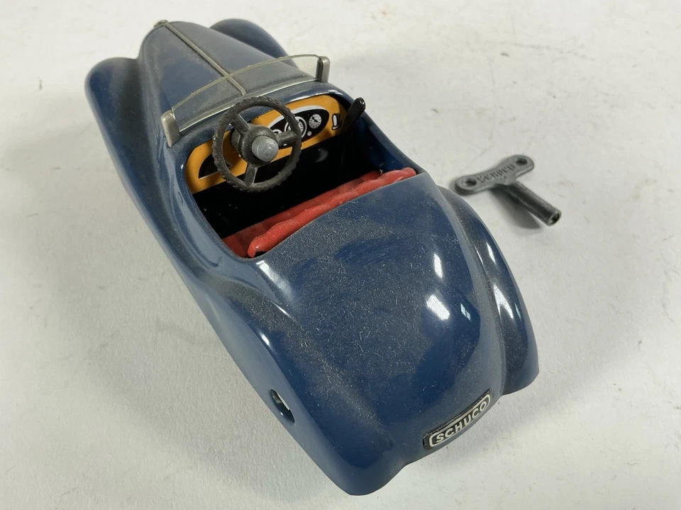 Schuco Examico Alemania 4001 Azul Roadster Windup Coche Reproducción 2002 Sin usar, en caja Foto 4 de 4