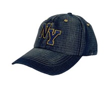 NY Logo New York Ball Cap Embroidered Denim-Look Navy Blue Adjustable Hat