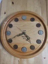 Vintage Unique INDIAN HEAD PENNY BUFFALO HEAD NICKLES CLOCK Works