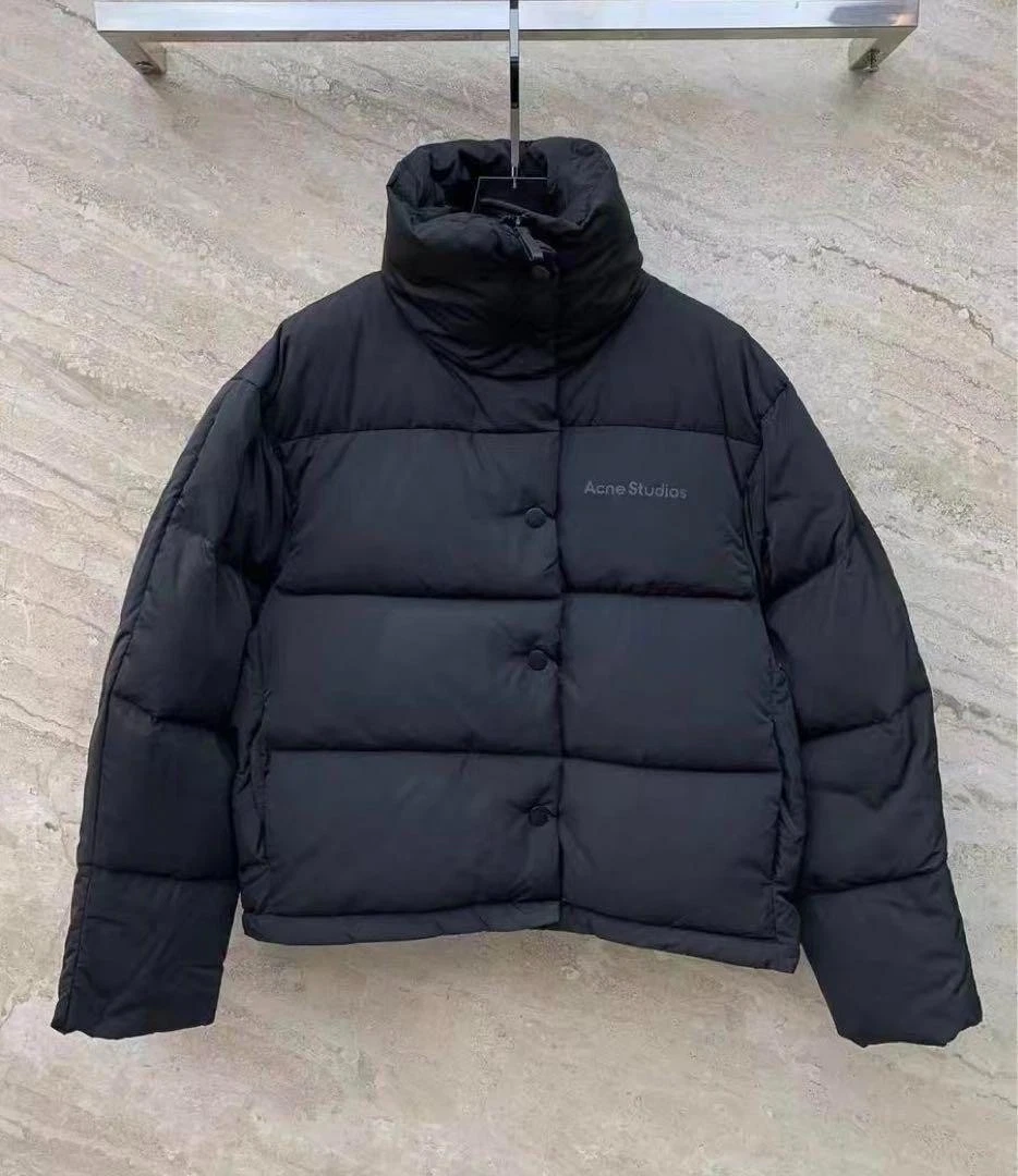 Unused Acne Studious Unisex Short Down Jacket Size L Black Length 77cm - product detail image 1