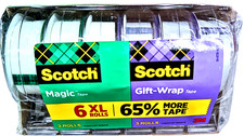 3M Scotch Magic Tape Gift Wrap Tape 6600" Total 6-pack