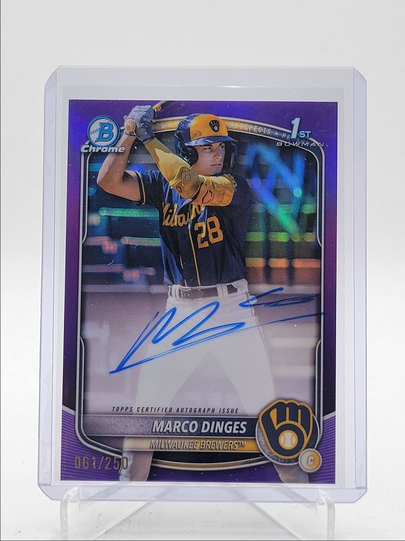 MARCO DINGES 2025 BOWMAN CHROME 1ST PURPLE REFRACTOR A AUTO /250 Q4182
