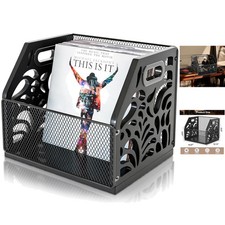 Elegant Black Vinyl Record Holder - Sturdy Wood Storage for 70 Albums