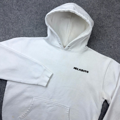 Nelk Boys Hoodie Mens Medium White Full Send Embroidered Pullover Sweatshirt