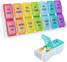 Pill Organizer 2 Times a Day, Pill Box 7 Day, AM PM Pill Case, Detachable Wee...