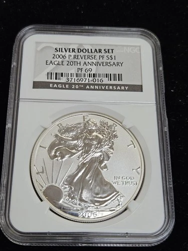 2006 P Reverse Proof Silver American Eagle PF69- Silver Dollar Set  20th Anniv !